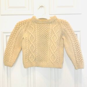 3T 100% Irish Wool Knit Sweater in Cream Off White Vintage 1985 One Owner Good C